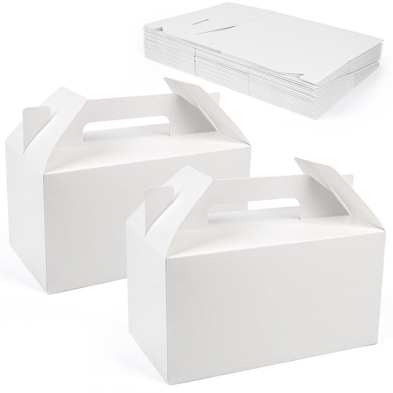 LotFancy Gable Boxes for Party Favor 95 x 5 x 5 Inches 25 Pack Large Treat Box with Handles White Gift Boxes Goodie Box for Birthday Wedding Baby Shower Lunch